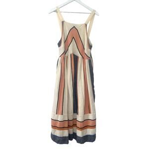 Free People Bloom Cotton Retro Striped Midi Dress Size Medium